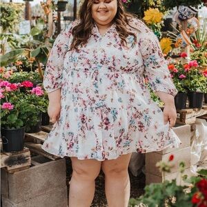 Torrid Floral Mini Dress - White and Pink